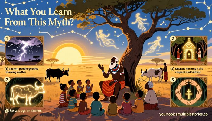 which excerpt from "the beginnings of the maasai” is the best example of a feature found in myths?